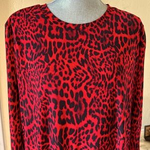 INC International Woman’s 3X top - Red Leopard